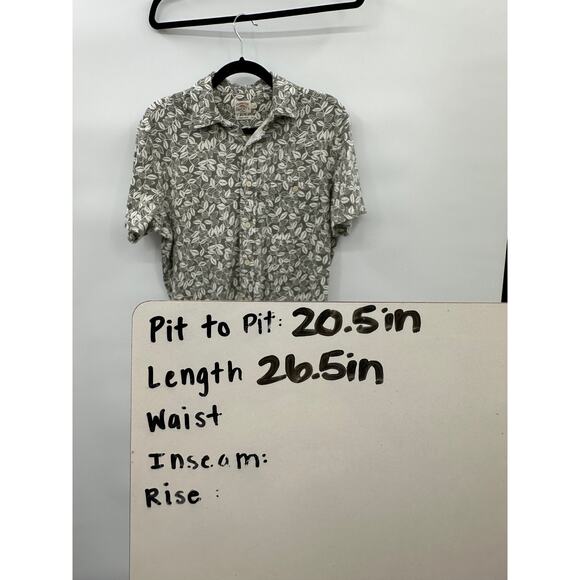 Faherty Seasons Knit Short Sleeve Button Up Shirt  Sage Leaf Print Men's Small - Picture 9 of 10